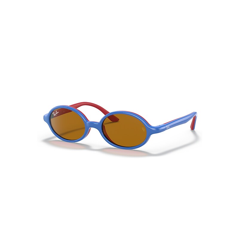 Ray-Ban Rb9145s Kids Sunglasses Blue On Red Frame Brown Lenses 44-16