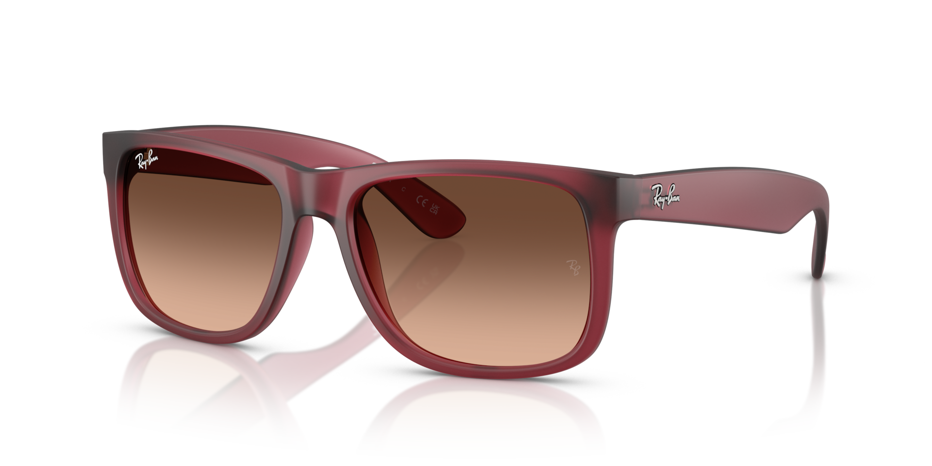 Ray-Ban Justin Classic Lunettes De Soleil - Monture Caoutchouc Violet Verres Rose 54-16