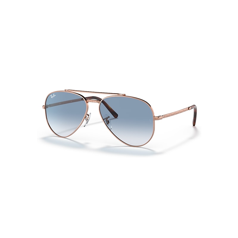 Ray-Ban RB3625 New Aviator Sunglasses - Polished Rose Gold - Blue Gradient - Men's - One Size - Image 1