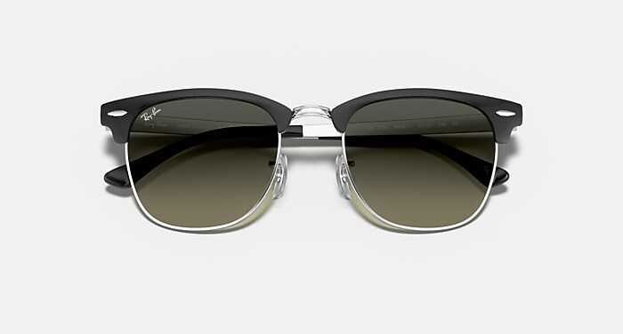 Ray-Ban Black and Silver Clubmaster Sunglasses Ray-Ban RB3716 Clubmaster - Square Black On Silver Frame  main image 3