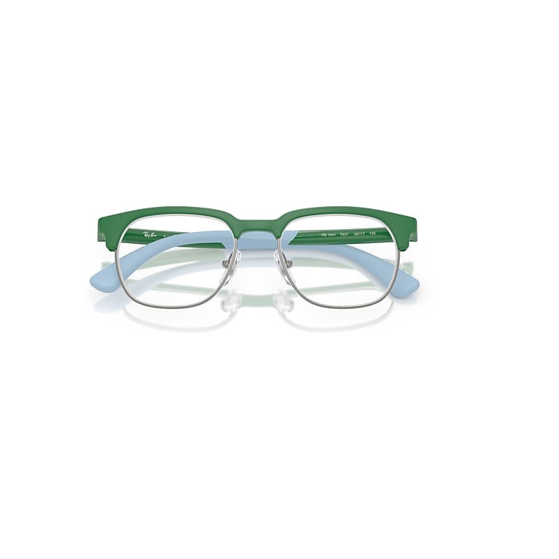 Ray-Ban Rb1641 Optics Kids Bio-based Eyeglasses Green On Rubber Light Blue Frame Clear Lenses Polarized 46-17