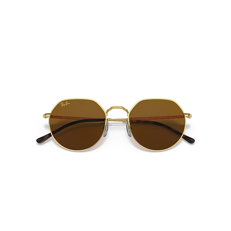 Ray-Ban Jack Sunglasses Gold Frame Brown Lenses 53-20