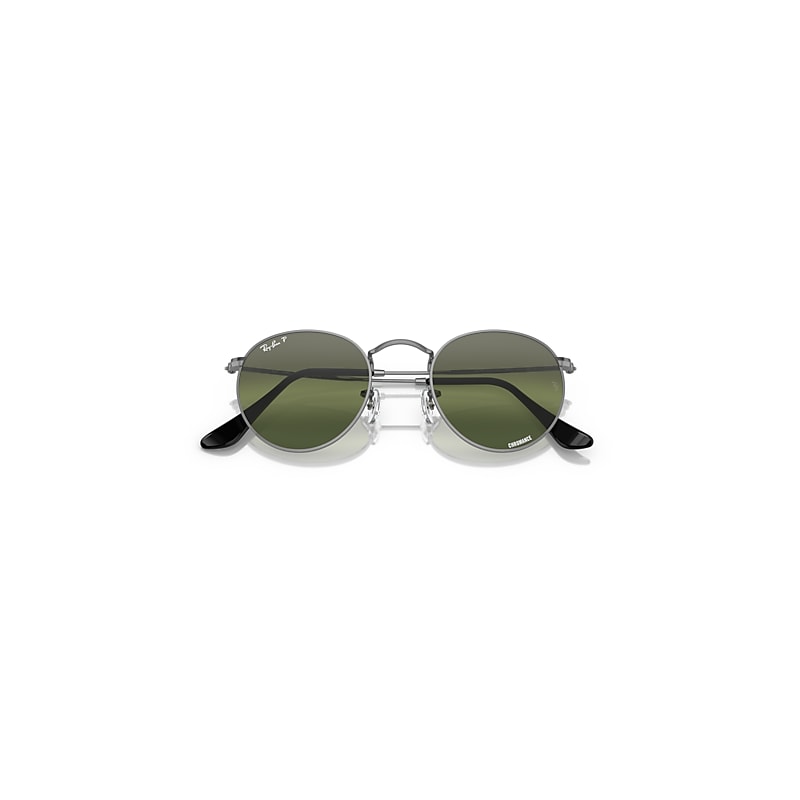 Ray-Ban Round Metal Polarized+ Lenses Sunglasses Gunmetal Frame Green Lenses Polarized 50-21