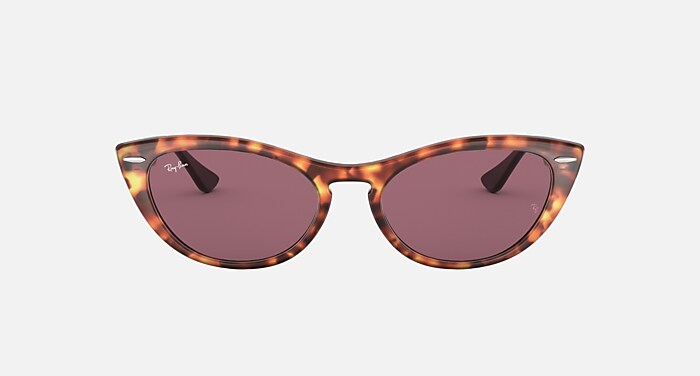 NINA Sunglasses in Red Havana and Photochromic Violet Mirror Gold