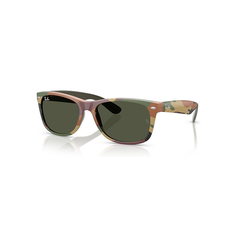 Ray-Ban Sunglasses  New Wayfarer Classic - Green & Green Camuflage Frame Green Lenses 55-18, RB2132