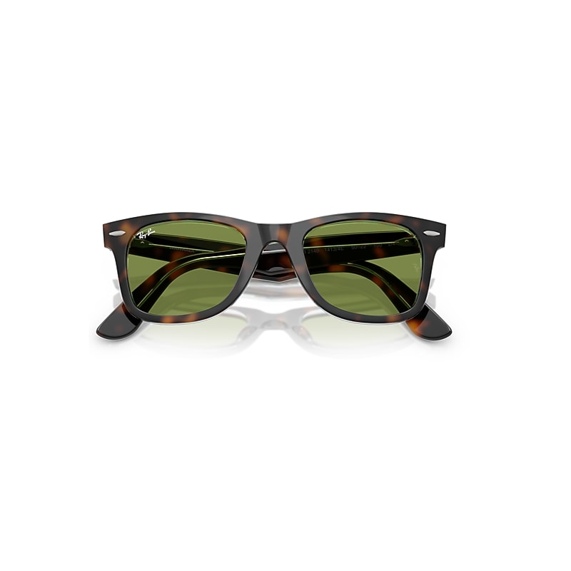 Ray-Ban Original Wayfarer Classic Sunglasses Dark Havana On Multicolor Frame Green Lenses 50-22
