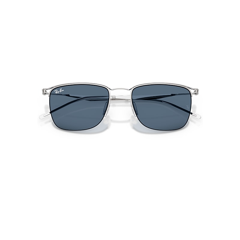 Ray-Ban Rb8550 Sunglasses Silver Frame Blue Lenses 53-19