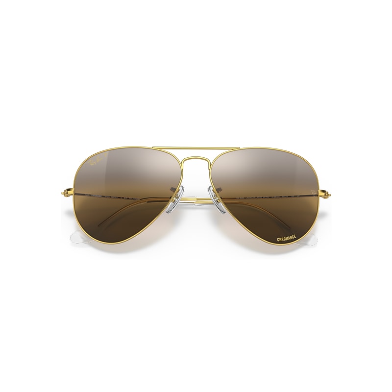 Ray-Ban Aviator Polarized+ Lenses Sunglasses Gold Frame Brown Lenses Polarized 58-14