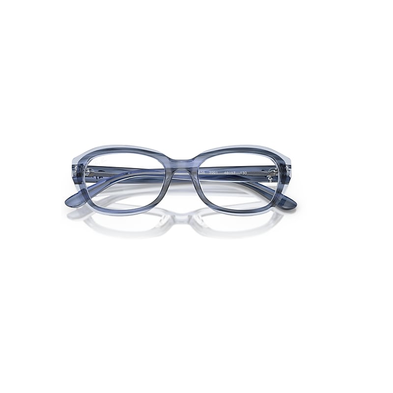 Ray-Ban Rb1636 Optics Kids Optical Striped Blue On Transparent Blue Frame Clear Lenses Polarized 46-17