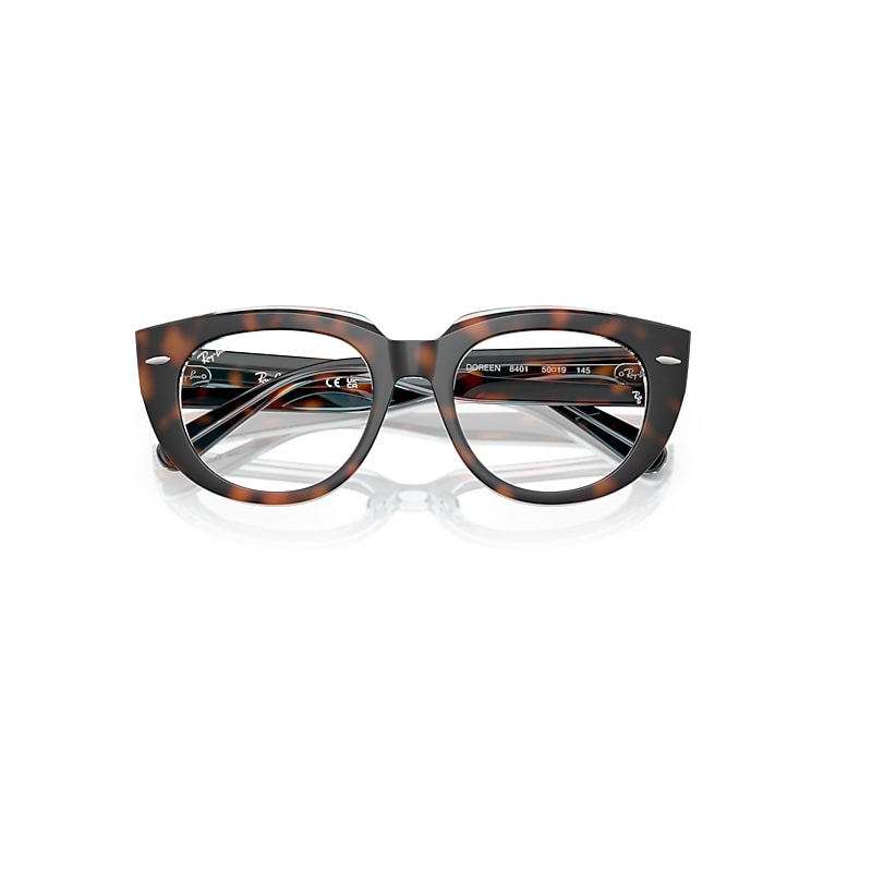 Ray-Ban Doreen Optics Eyeglasses Dark Havana On Multicolor Frame Clear Lenses Polarized 48-19
