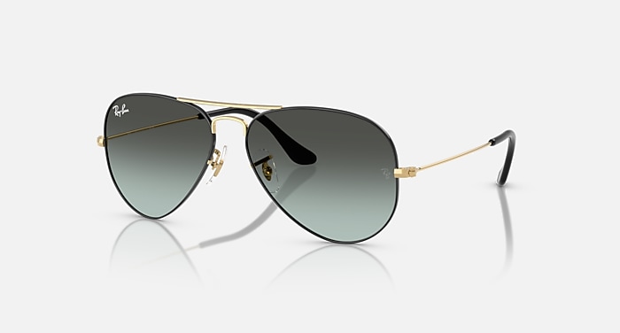 AVIATOR LARGE METAL Sunglasses in Black On Arista and Blue  display picture 1