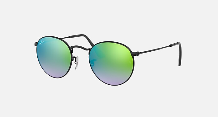 ROUND FLASH LENSES GRADIENT Sunglasses in Black and Green Gradient