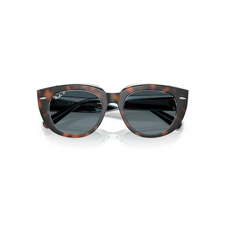 Ray-Ban Doreen Sunglasses Dark Havana On Transparent Multicolor Frame Blue Lenses Polarized 52-20