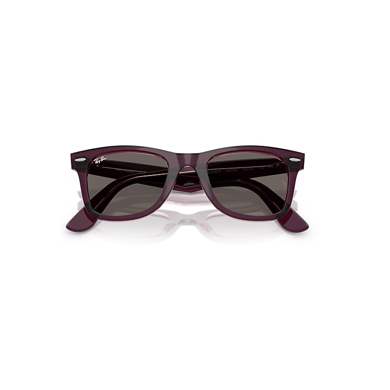 Ray-Ban Original Wayfarer Classic Sunglasses Violet On Transparent Pink Frame Grey Lenses 52-22
