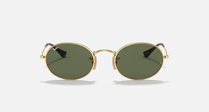OVAL FLAT LENSES Sunglasses in Arista Gold and G-15 Green 