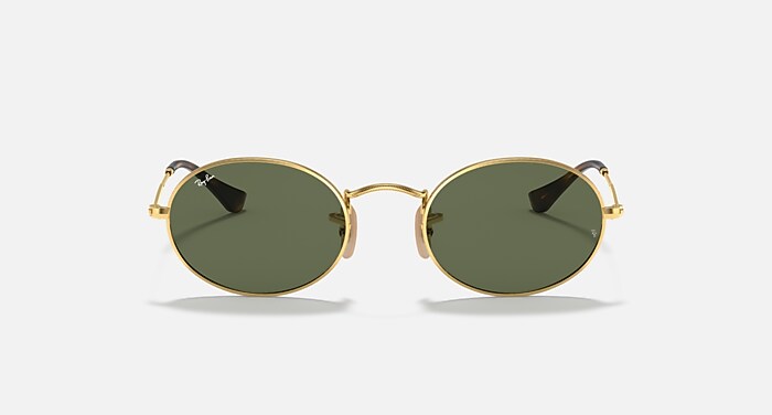 OVAL FLAT LENSES Sunglasses in Arista Gold and G-15 Green