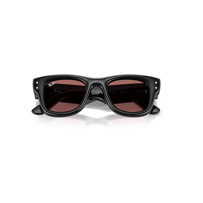Ray-Ban Wayfarer Puffer Crystal Edition Sunglasses Black Frame Violet Lenses 47-23
