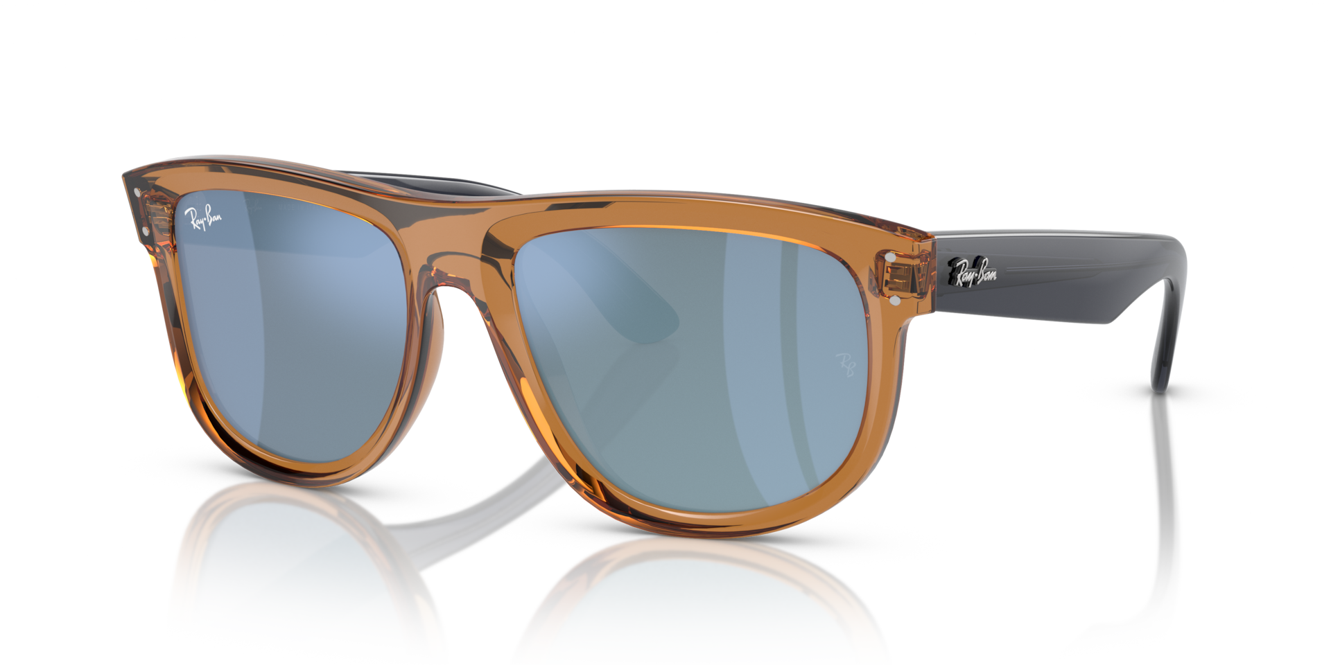 Ray-Ban Boyfriend Reverseサングラス クリア ケース付き BOYFRIEND REVERSE Sunglasses in Transparent Camel Brown and Light