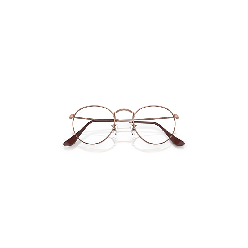 Ray-Ban Round Metal Optics Optical Rose Gold Frame Clear Lenses 47-21