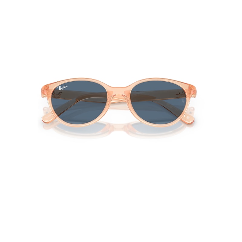 Ray-Ban Rb9080s Kids Bio-based Sunglasses Transparent Orange Frame Blue Lenses 45-16