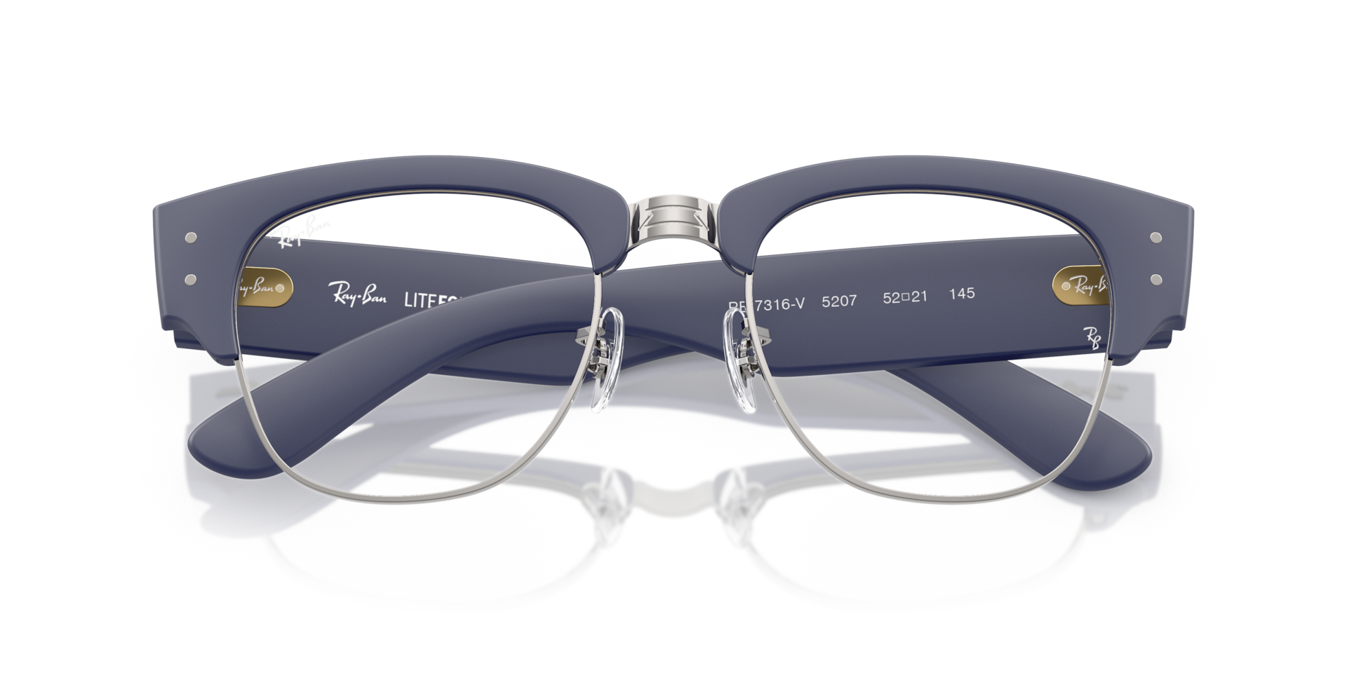 Ray-Ban Mega Clubmaster Optics Liteforce Eyeglasses Sand Blue Frame Clear Lenses Polarized 50-21 174$
