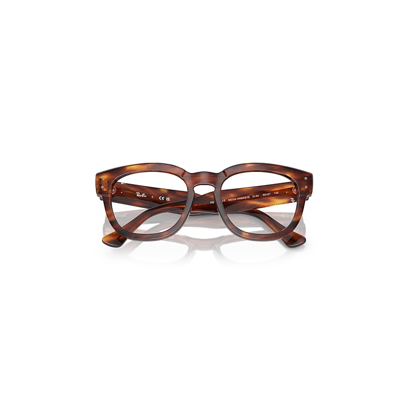 Ray-Ban Mega Hawkeye Optics Eyeglasses Striped Havana Frame Clear Lenses Polarized 50-21