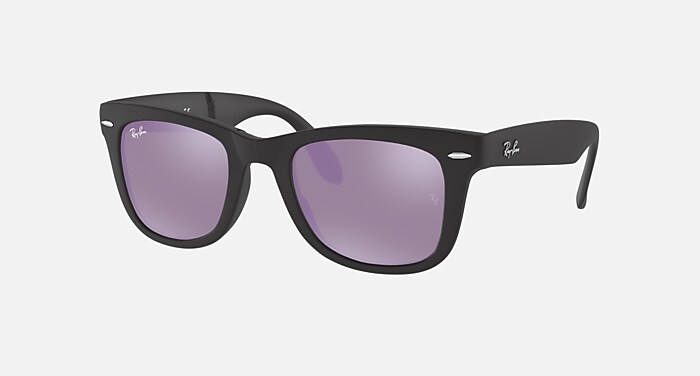 WAYFARER FOLDING FLASH LENSES Sunglasses in Black and Lilac Mirror