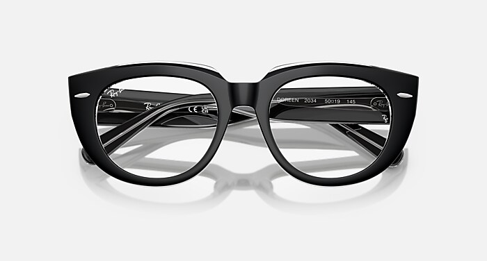 Ray-Ban メガネ ブラック DOREEN OPTICS メガネ 透明上にブラック と クリア (50-19) - RB5586