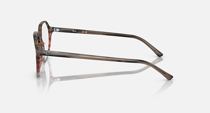 THALIA OPTICS メガネ ストライプブラウン & レッド と クリア (49-18