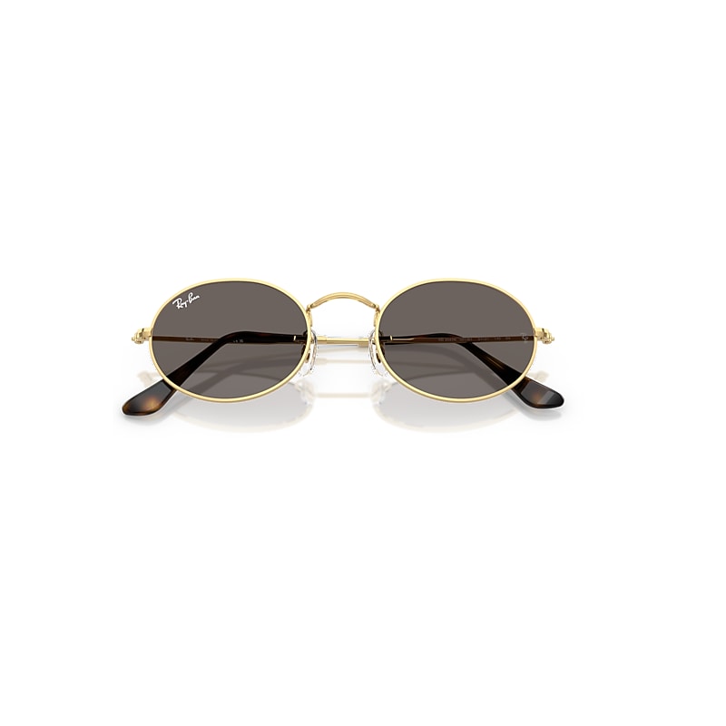 OVAL FLAT LENSES Sunglasses in Arista Gold and Dark Grey - RB3547N