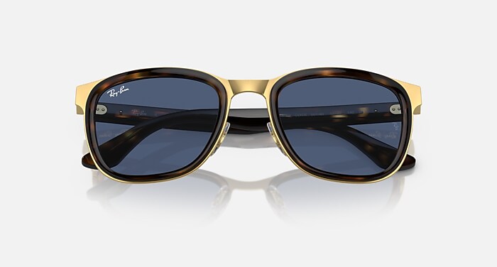 CLYDE Sunglasses in Havana On Gold and Dark Blue - RB3709 | Ray