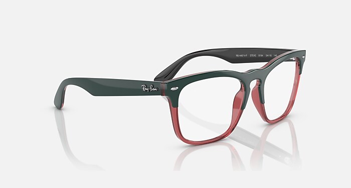 STEVE OPTICS メガネ 透明ライトレッド上にダークグリーン と クリア