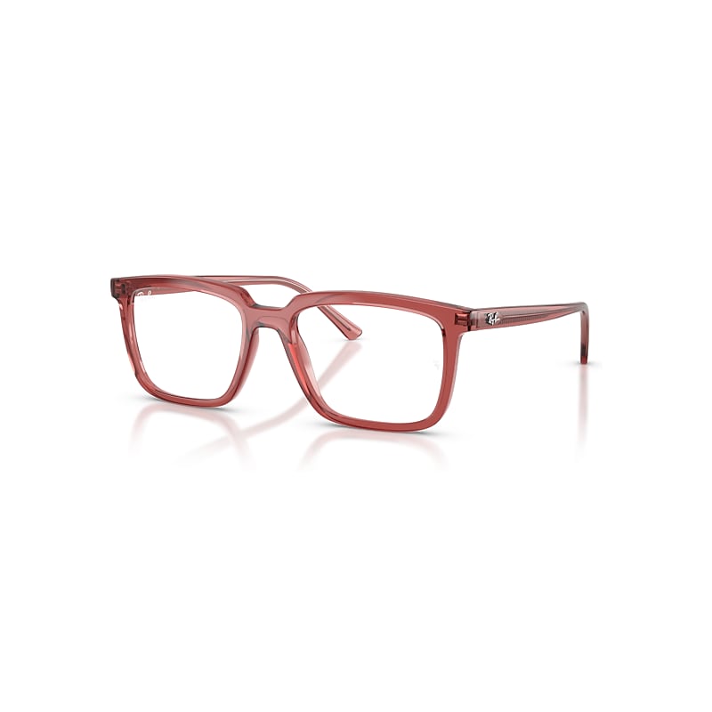 Ray-Ban Eyeglasses Unisex Alain Optics - Transparent Red Frame Clear Lenses Polarized 52-18