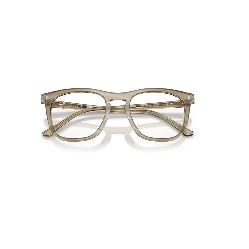Ray-Ban Rb2210v Optics Change Optical Photo Striped Grey Frame Clear Lenses Polarized 51-21