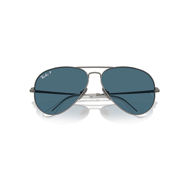 AVIATOR TITANIUM POLARIZED+ LENSES Sunglasses in Gunmetal and Blue
