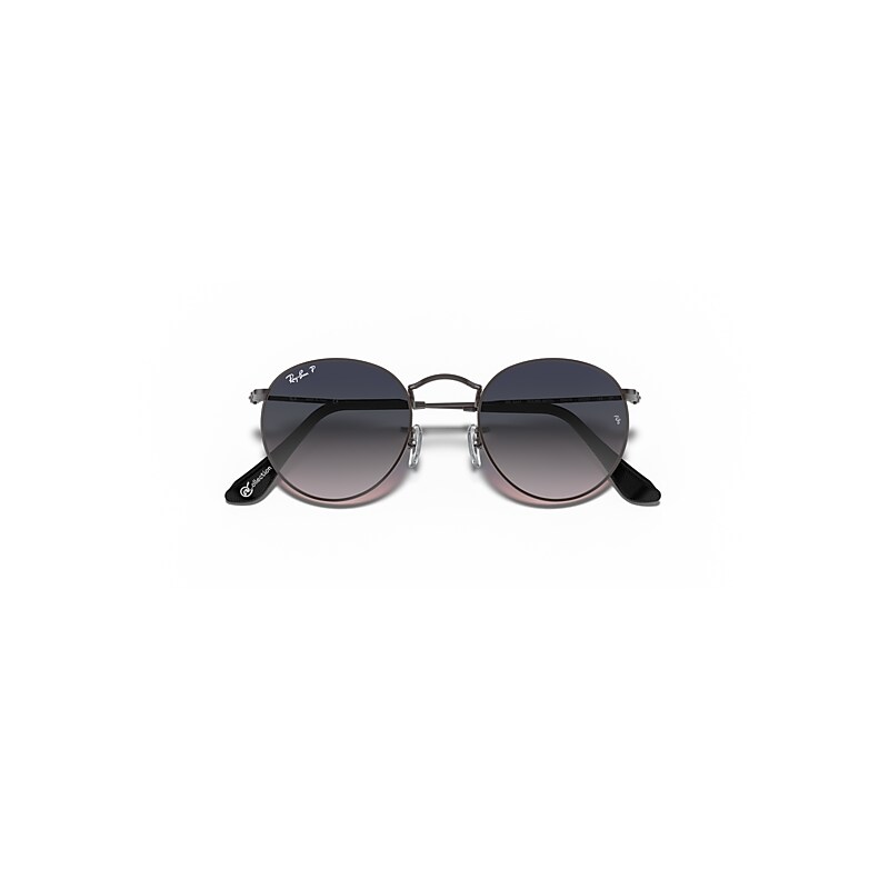 Ray-Ban Round Metal @collection Sunglasses Gunmetal Frame Blue Lenses Polarized 50-21