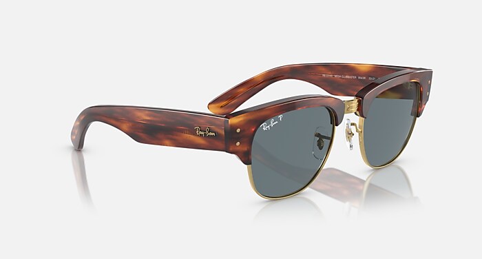 MEGA CLUBMASTER Polarized Sunglasses in Striped Havana and Dark