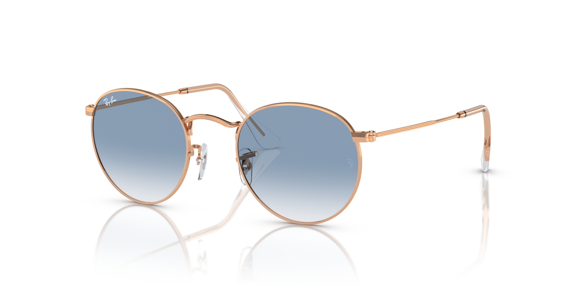 Ray-Ban Round Metal Lunettes De Soleil - Monture Or Rose Verres Bleu 50-21 179 €