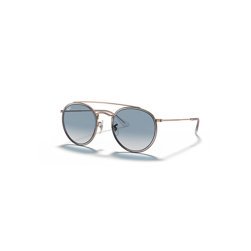 Ray-Ban Sunglasses  Round Double Bridge - Copper Frame Blue Lenses 51-22, RB3647N