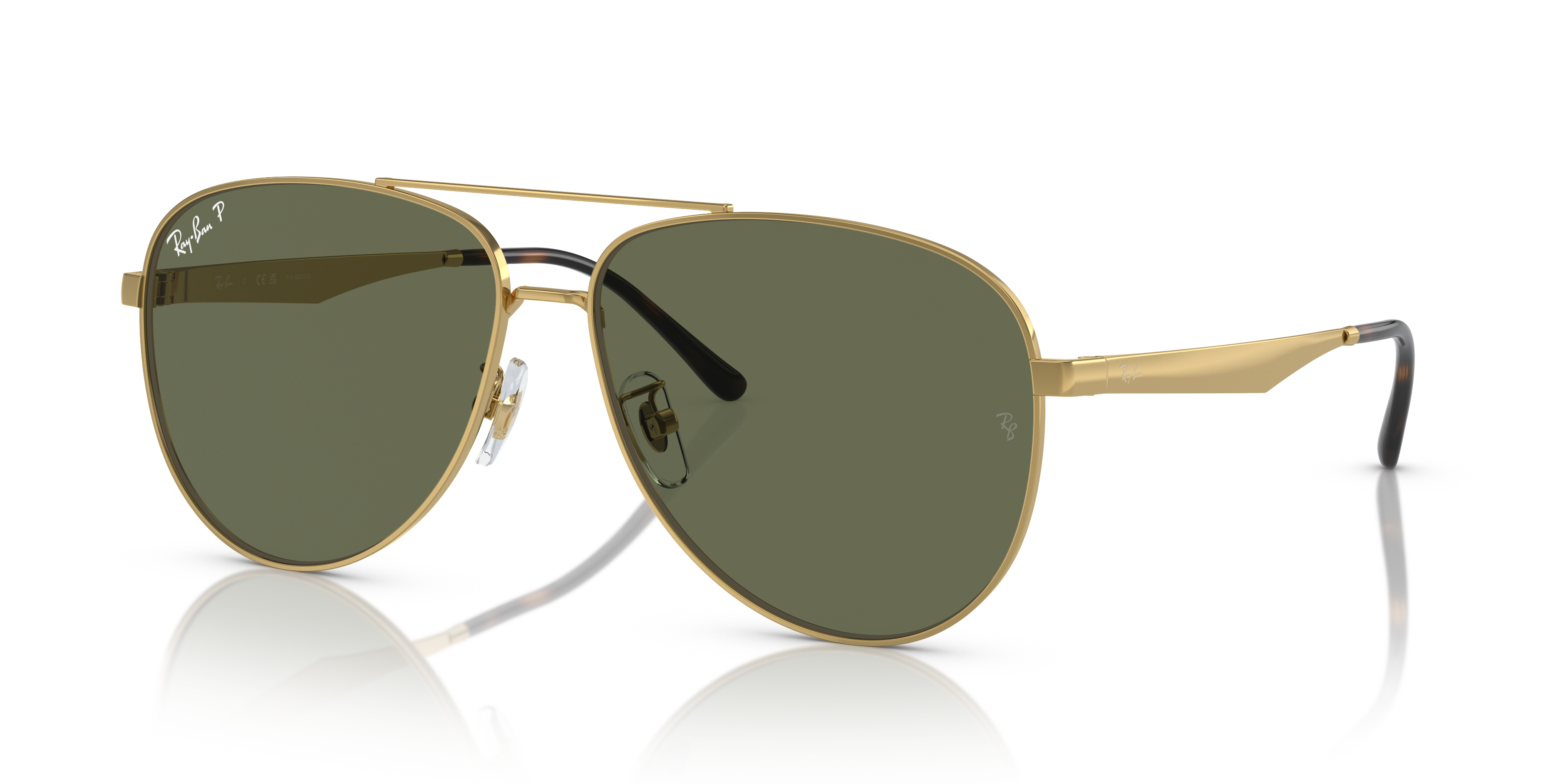 RB3712D Sunglasses in Arista Gold and Dark Green Polarized