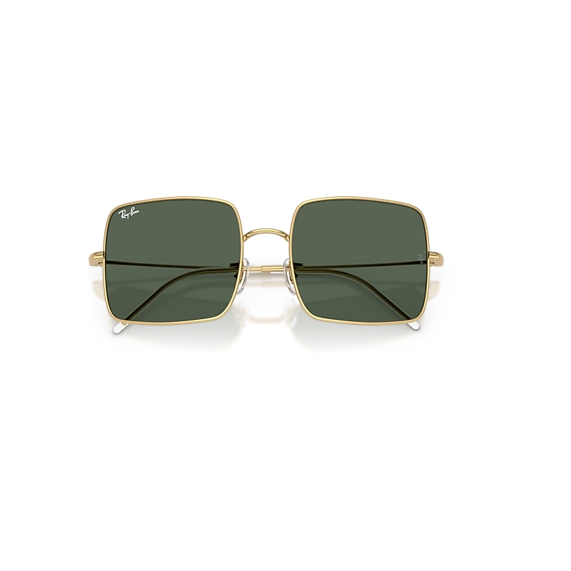 Ray-Ban Square 1971 Reverse Sunglasses Arista Gold Frame Green Lenses 54-19