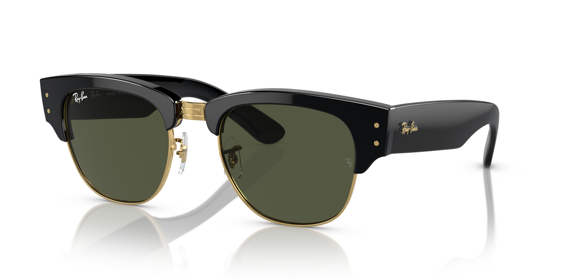 MEGA CLUBMASTER Sunglasses in Black On Gold and G-15 Green