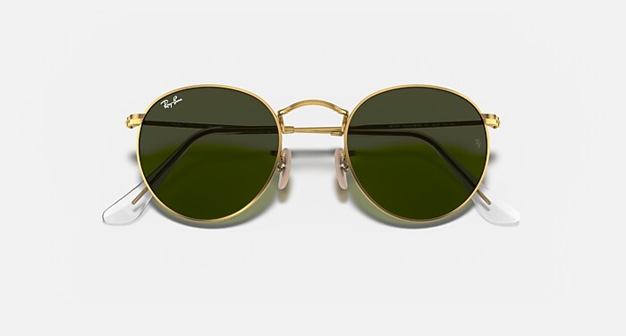 ROUND METAL Sunglasses in Arista Gold and G-15 Green  display picture 3