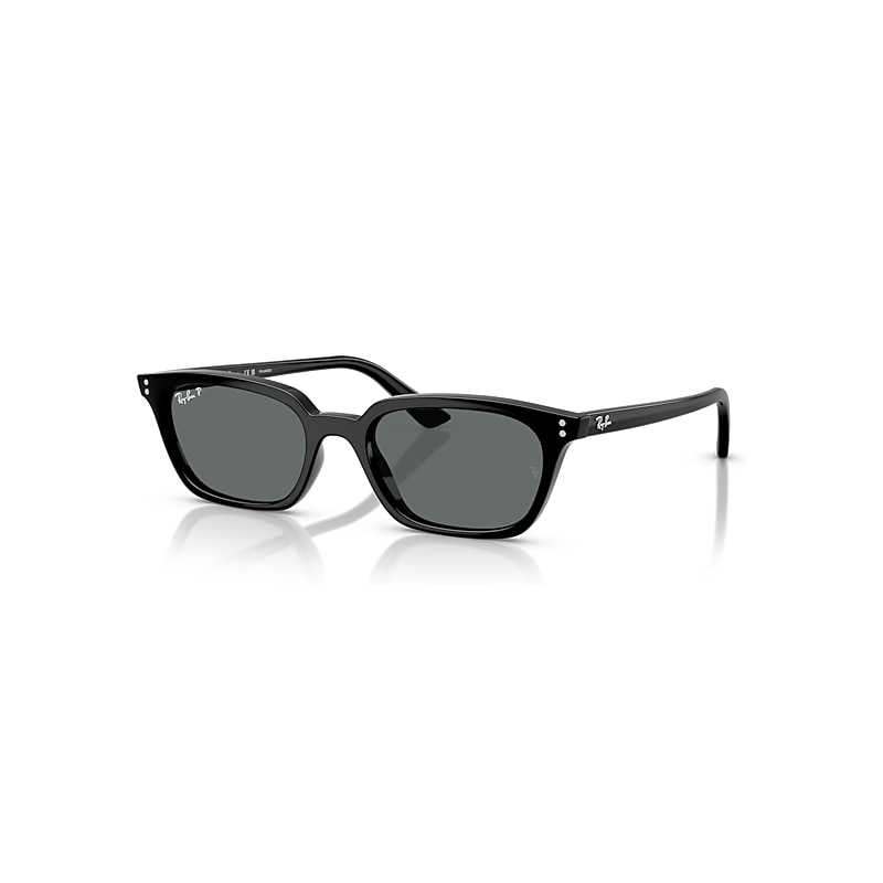 Ray - Ban Unisex Grey Ray - Ban Rb4456 Zaya 667781 Sunglasses Injected Black Pillow Polarized - Image 6