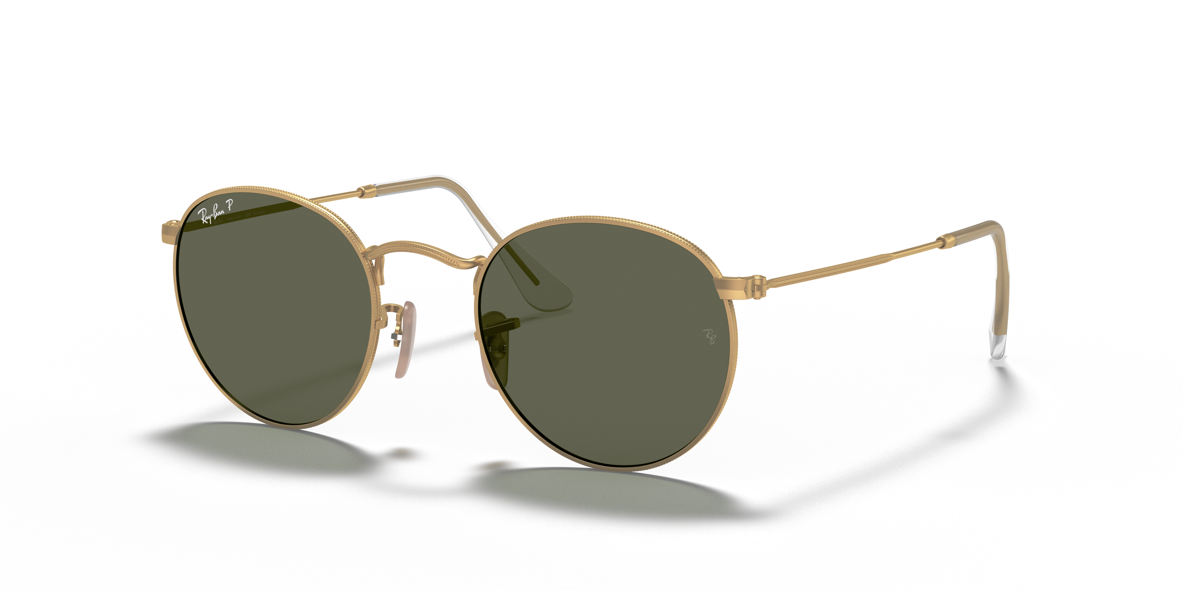 ROUND METAL Sunglasses in Gold and G-15 Green Polarized - RB3447