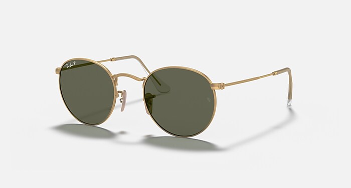 ROUND METAL Sunglasses in Arista Gold and G-15 Green - RB3447 