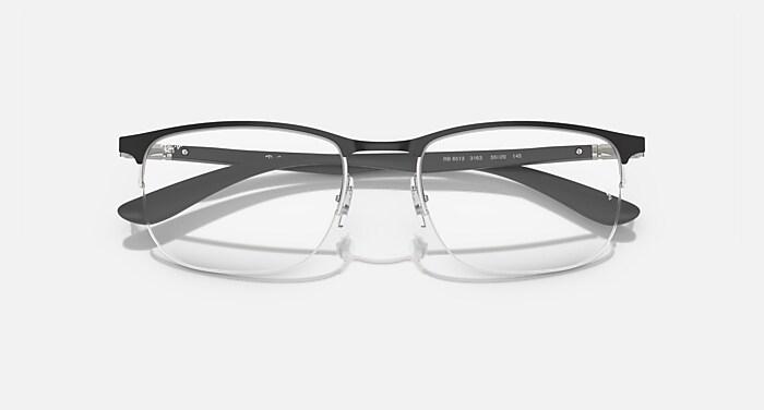 RB6513 OPTICS Eyeglasses with Black On Silver and Clear (55-20