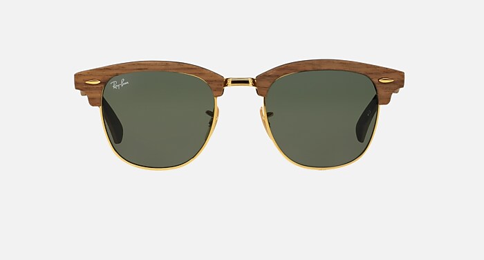 CLUBMASTER WOOD Sunglasses in Rubber Black and G-15 Green (51-21