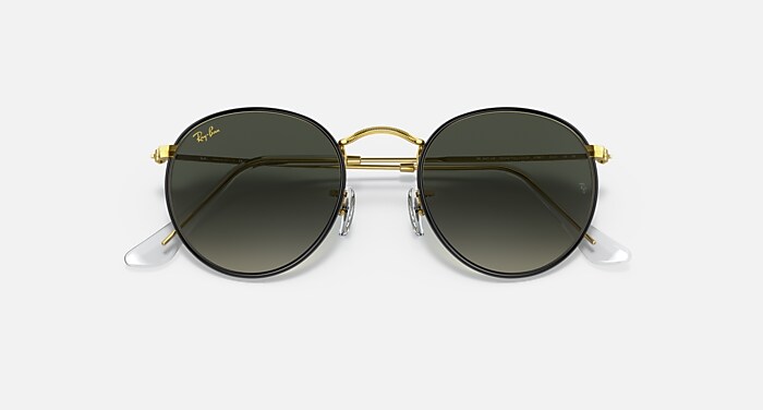 ROUND METAL FULL COLOR LEGEND Sunglasses in Black On Gold and Grey