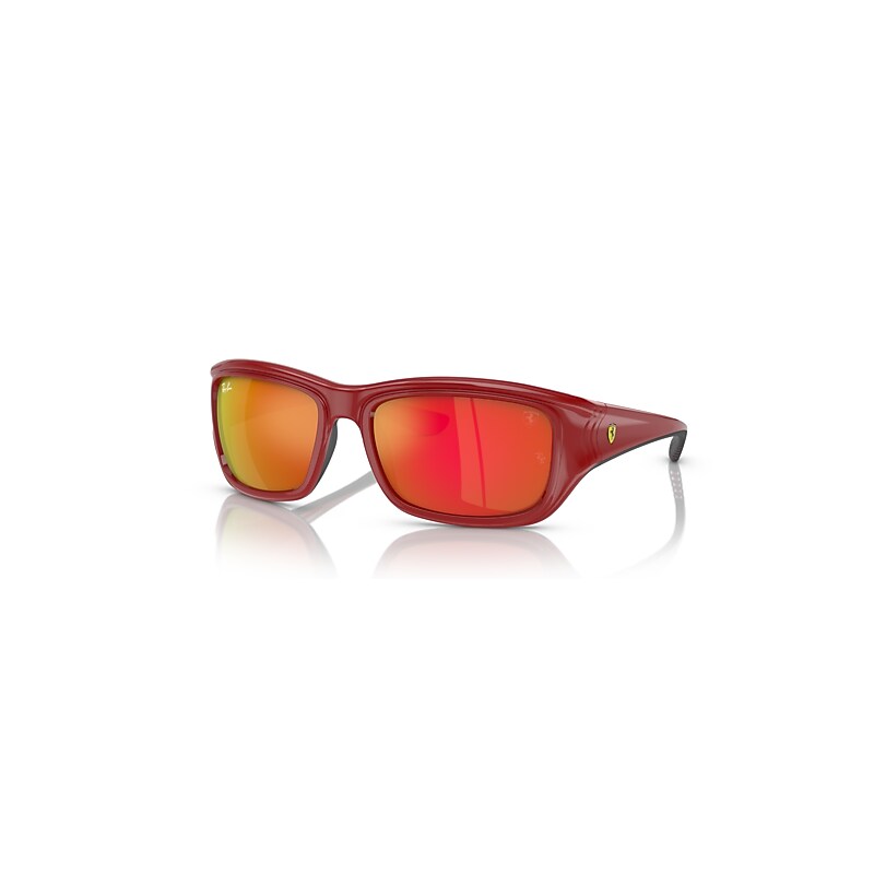 Ray-Ban Rb4405m Scuderia Ferrari Collection Sunglasses Red On Black Frame Orange Lenses 59-19